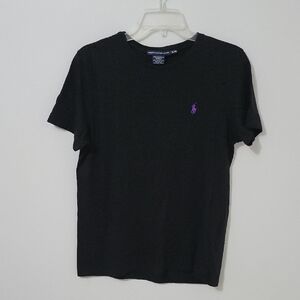 Ralph Lauren Black Tee with Purple Emblem, Size X-Large